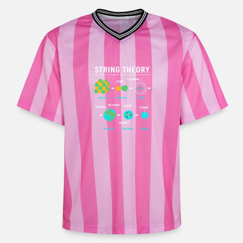 Quantenphysik Quanten Physik Quantensprung - Unisex Football Style Mesh T-Shirt - Rosa/Rosa Streifen