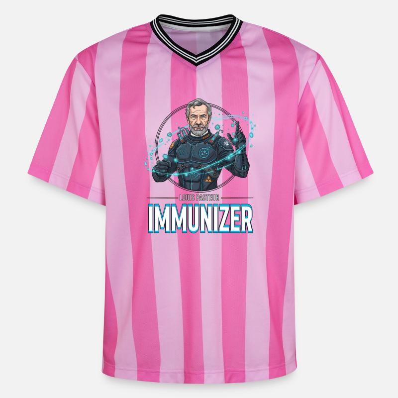 Pasteur-Immunizer-Rüstung - Unisex Football Style Mesh T-Shirt - Rosa/Rosa Streifen