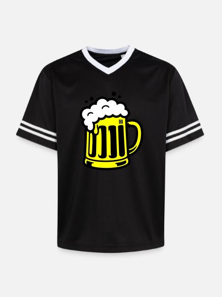 Bier Bierkrug Symbol - Unisex Football Style Mesh T-Shirt - Rosa/Rosa Streifen