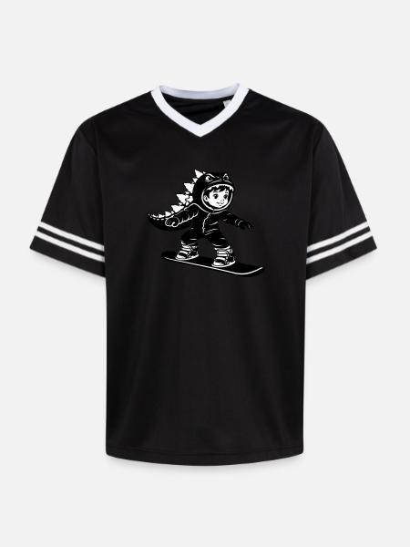 Snowboard Dragon Boy - Unisex Football Style Mesh T-Shirt - pink/pink stripes