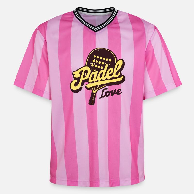 Paddle Love Rétro - T-shirt de foot unisexe en mesh - rose/rose rayures