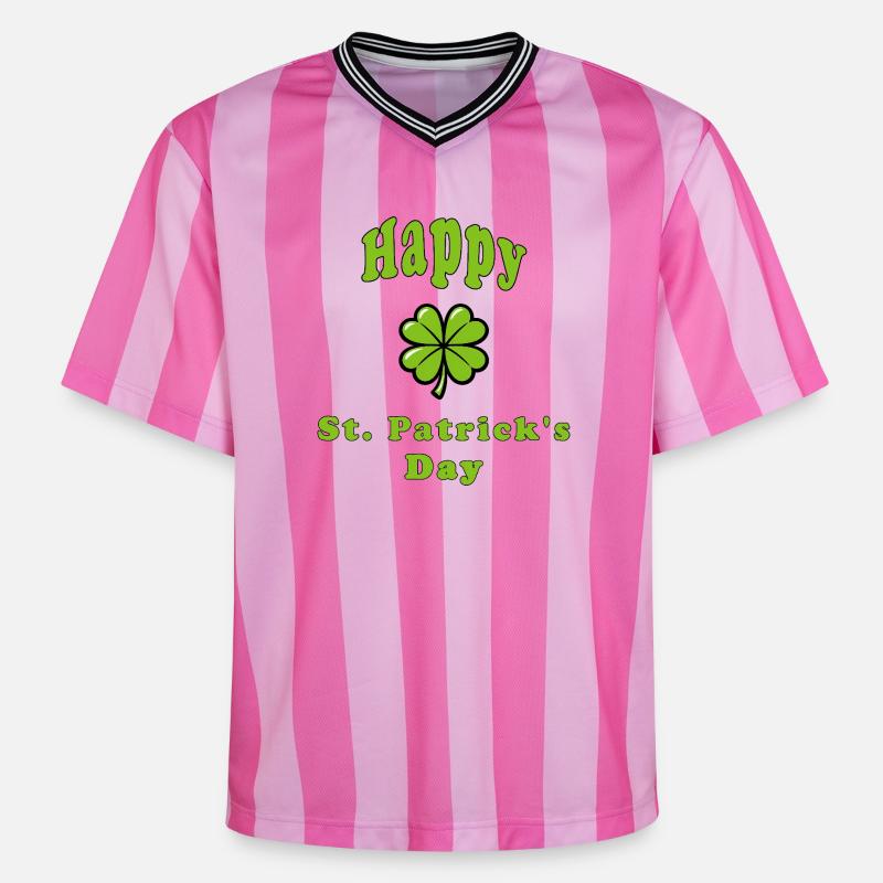 Bonne Saint-Patrick - Trèfle vert - T-shirt de foot unisexe en mesh - rose/rose rayures