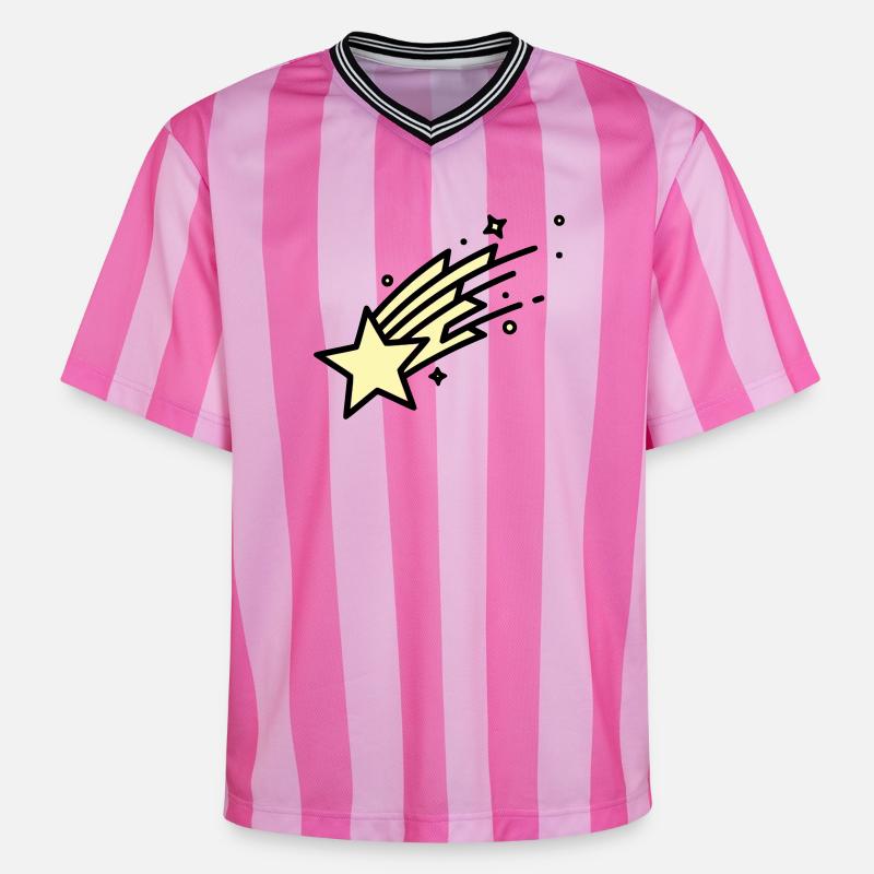 Shooting Star Comet Comic - Unisex Football Style Mesh T-Shirt - pink/pink stripes