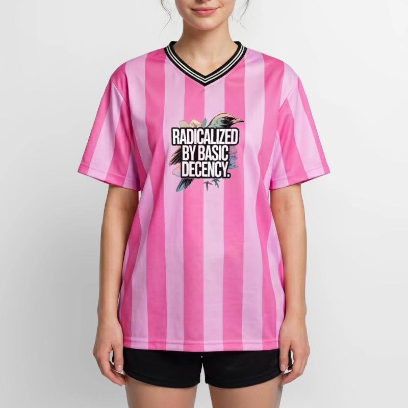 Radicalized by Basic Decency Statement Unisex Football Style Mesh T-Shirt