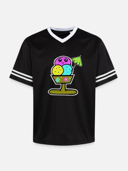 Bunter Eisbecher Eiscreme Eiskreme Eis - Unisex Football Style Mesh T-Shirt - pink/pink stripes
