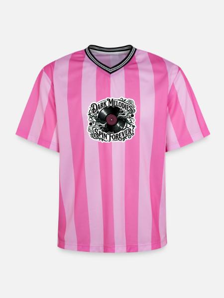 Dark Melodies Spin Forever - Unisex Football Style Mesh T-Shirt - pink/pink stripes