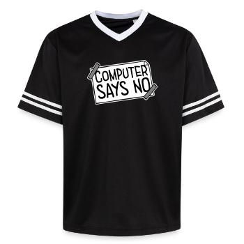 Computer Says No Lustig Programmierer Nerd Technik - Unisex Football Style Mesh T-Shirt - Schwarz/Weiß - Vorne - AI Model Female 172 light (172cm) & AI Model Male 185 light (185cm)