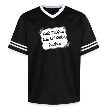 Kind People Are My Kinda People Freundlichkeit - Unisex Football Style Mesh T-Shirt - Rosa/Rosa Streifen - Vorne - AI Model Female 172 light (172cm) & AI Model Male 178 dark (178cm)