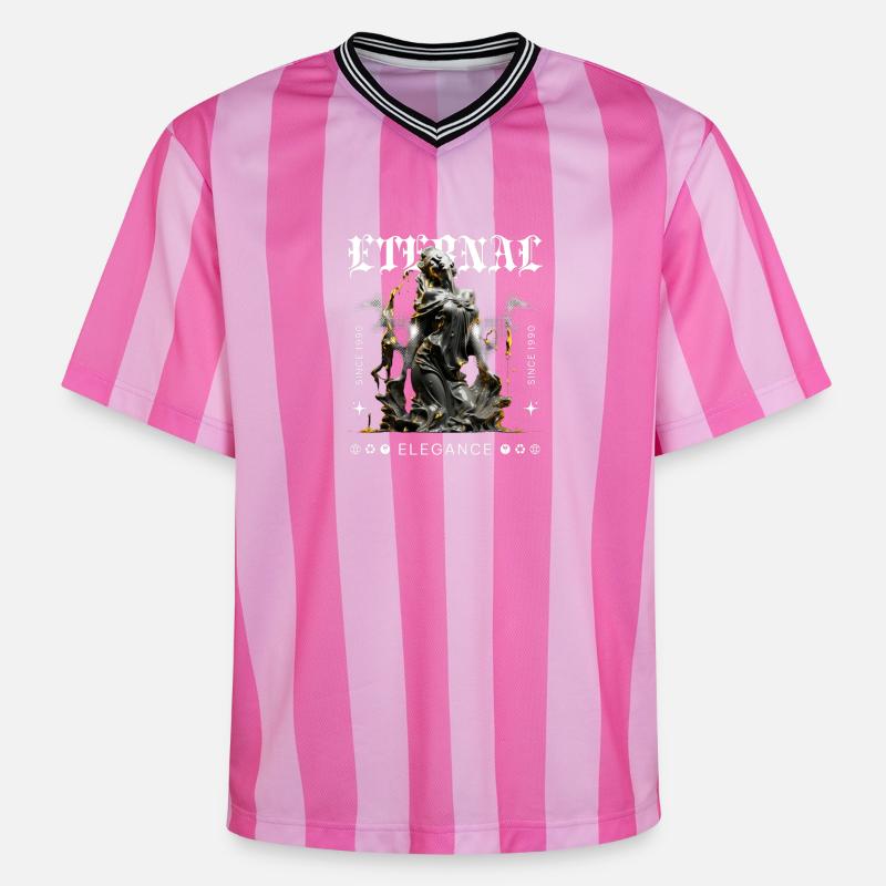Déesse gothique de l’élégance éternelle - T-shirt de foot unisexe en mesh - rose/rose rayures