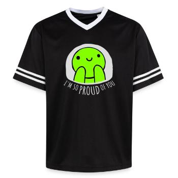 I'm So Proud Of You Heartily Encouraging Saying - Unisex Football Style Mesh T-Shirt - pink/pink stripes - Front - AI Model Female 172 light (172cm) & AI Model Male 178 dark (178cm)