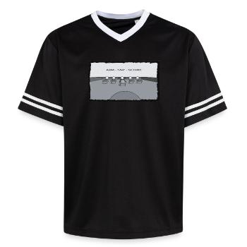 Vise. Tap. Score. – Billard à tap - T-shirt de foot unisexe en mesh - rose/rose rayures - Devant - AI Model Female 172 light (172cm) & AI Model Male 178 dark (178cm)