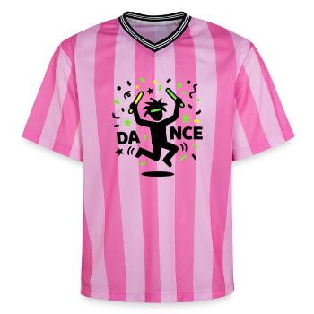 Fête techno rave des années 90 avec des bonhommes bâtons dansants - T-shirt de foot unisexe en mesh - rose/rose rayures - Devant - AI Model Female 172 light (172cm) & AI Model Male 178 dark (178cm)