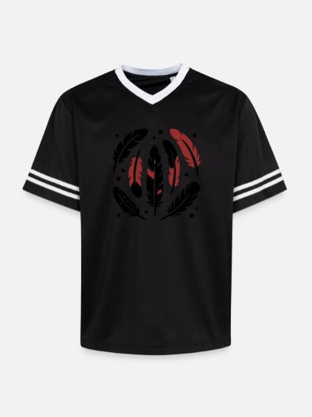 Bird Feathers Circle Logo - Unisex Football Style Mesh T-Shirt - pink/pink stripes