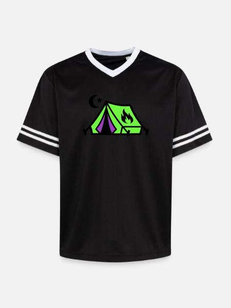 Tent Campfire Festival Icon - Unisex Football Style Mesh T-Shirt - 