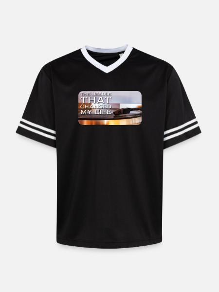 The needle that changed my life - Unisex Football Style Mesh T-Shirt - pink/pink stripes