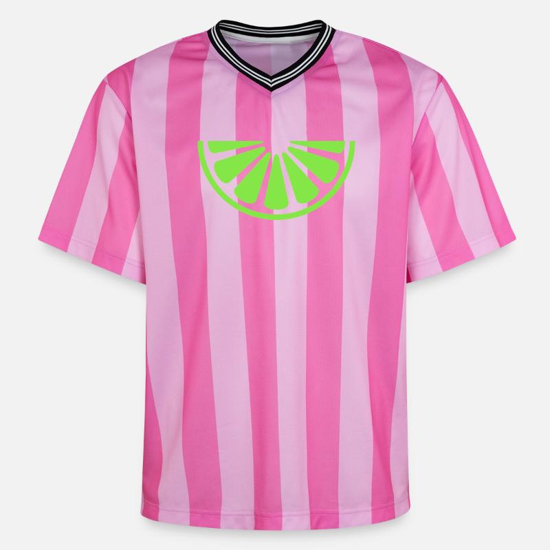 Tranche de citron vert - T-shirt de foot unisexe en mesh - rose/rose rayures