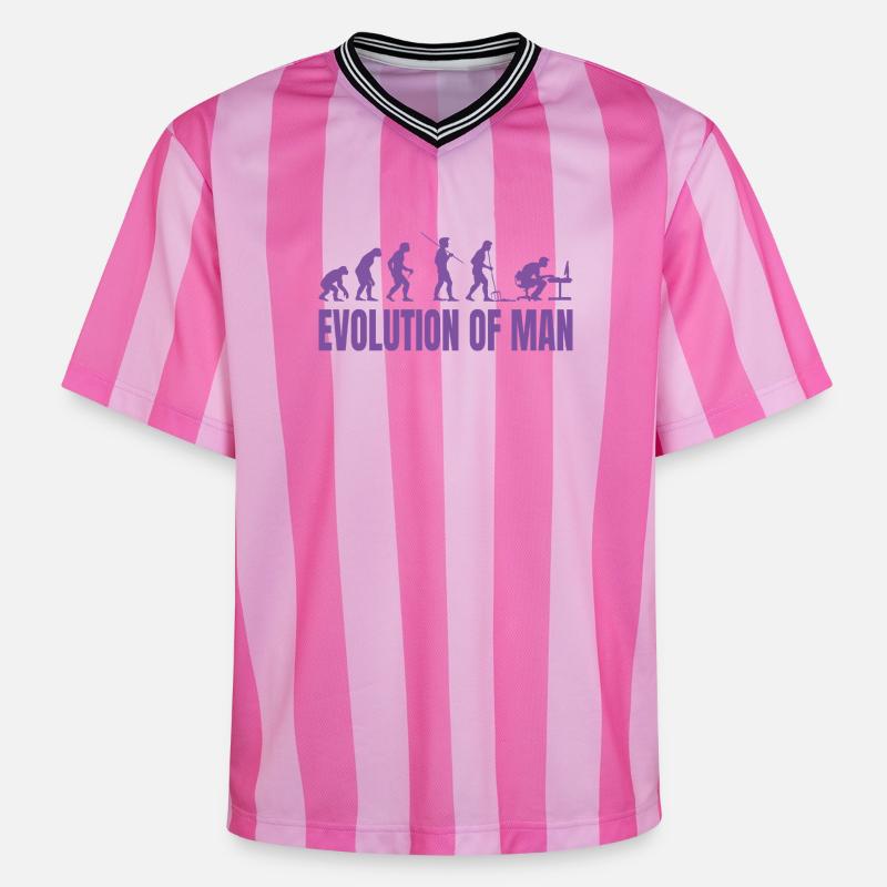 Programmeur Computer Freak Evolution Rétro - T-shirt de foot unisexe en mesh - rose/rose rayures