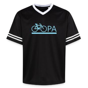 bester Opa Fahrrad Mountainbike Radeln Kritzeln - Unisex Football Style Mesh T-Shirt - Rosa/Rosa Streifen - Vorne - AI Model Female 172 light (172cm) & AI Model Male 178 dark (178cm)