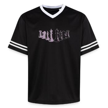 Échiquier minimaliste Chess Silhouette - T-shirt de foot unisexe en mesh - rose/rose rayures - Devant - AI Model Female 172 light (172cm) & AI Model Male 178 dark (178cm)