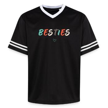 Meilleures amies Meilleures amies Meilleures amies - T-shirt de foot unisexe en mesh - noir/blanc - Devant - AI Model Female 172 light (172cm) & AI Model Male 185 light (185cm)