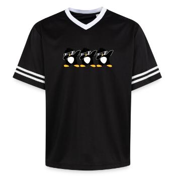 Dab Team Penguin - Unisex Football Style Mesh T-Shirt - pink/pink stripes - Front - AI Model Female 172 light (172cm) & AI Model Male 178 dark (178cm)