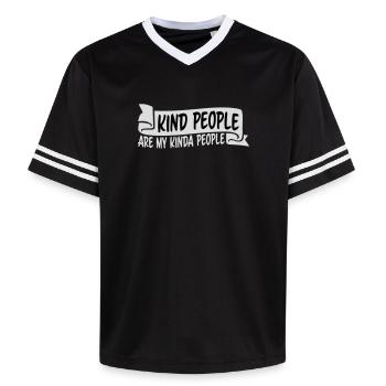 Kind People Are My Kinda People Freundlichkeit - Unisex Football Style Mesh T-Shirt - Rosa/Rosa Streifen - Vorne - AI Model Female 172 light (172cm) & AI Model Male 178 dark (178cm)