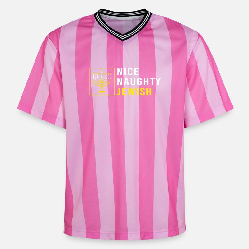 Hanoukka Hanoukka Hanoukka - T-shirt de foot unisexe en mesh - rose/rose rayures