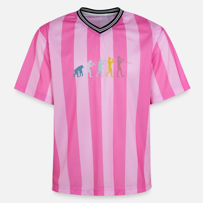 Trombone Evolution - Unisex Football Style Mesh T-Shirt - pink/pink stripes
