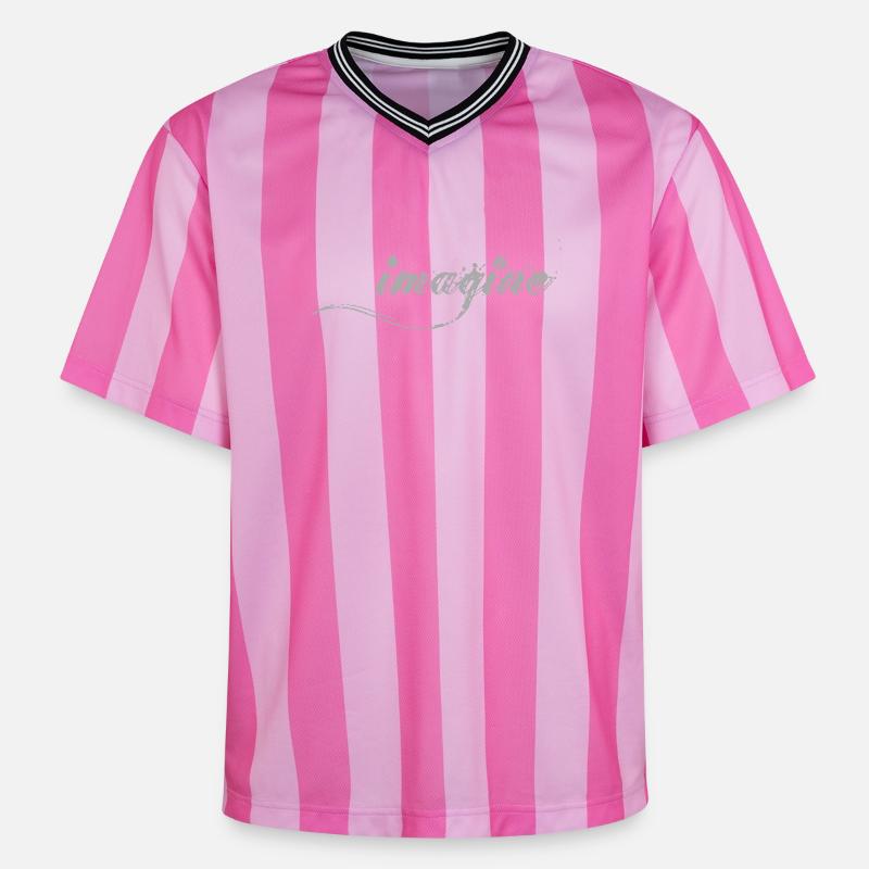 Imagine - T-shirt de foot unisexe en mesh - rose/rose rayures
