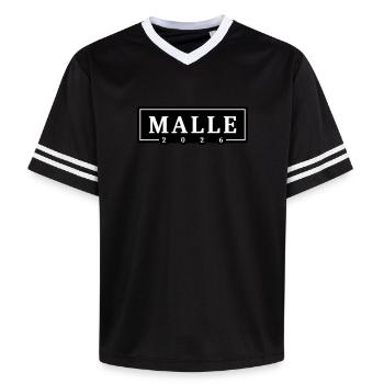 Malle 2026 Mallorca Holidays - Unisex Football Style Mesh T-Shirt - pink/pink stripes - Front - AI Model Female 172 light (172cm) & AI Model Male 178 dark (178cm)