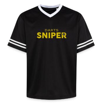 Darts Sniper - Unisex Football Style Mesh T-Shirt - pink/pink stripes - Front - AI Model Female 172 light (172cm) & AI Model Male 178 dark (178cm)