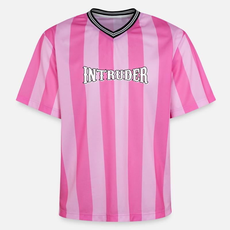 intruder hacker eindringling clan sticker computer - Unisex Football Style Mesh T-Shirt - Rosa/Rosa Streifen
