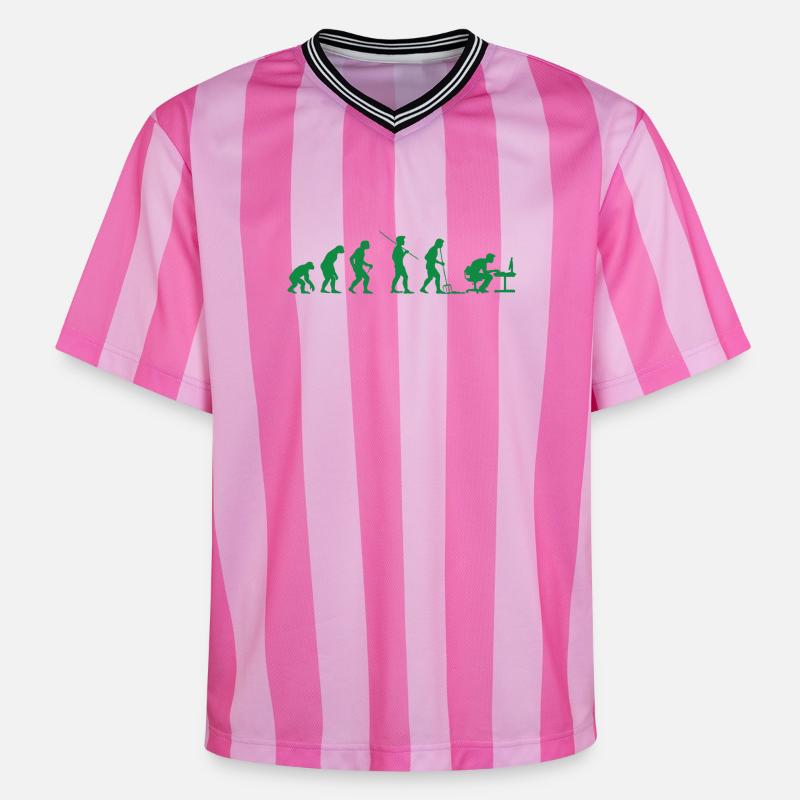 Programmer Evolution Computer Scientist Developer - Unisex Football Style Mesh T-Shirt - pink/pink stripes