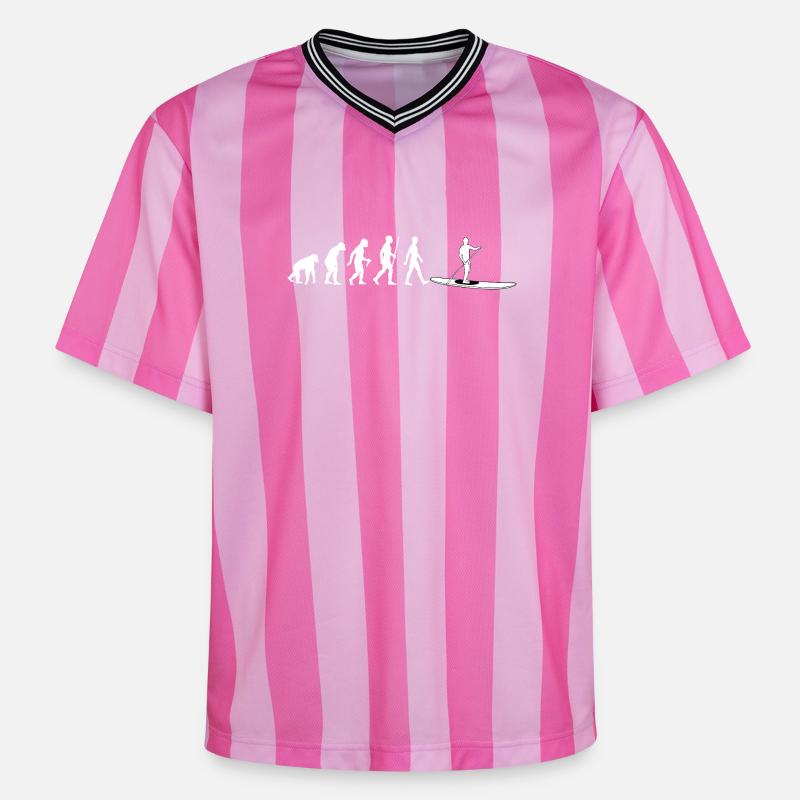 Évolution vers le paddleboard debout - T-shirt de foot unisexe en mesh - rose/rose rayures