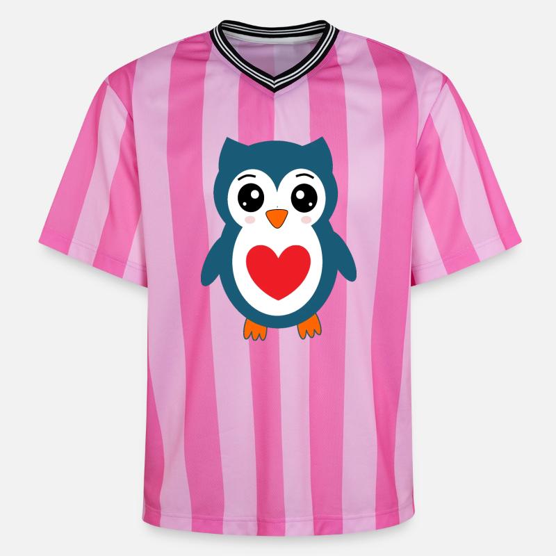 Eule blaue Eule  - Unisex Football Style Mesh T-Shirt - Rosa/Rosa Streifen