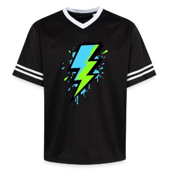 Strahl der modernen Elektrizität - Unisex Football Style Mesh T-Shirt - Rosa/Rosa Streifen - Vorne - AI Model Female 172 light (172cm) & AI Model Male 178 dark (178cm)