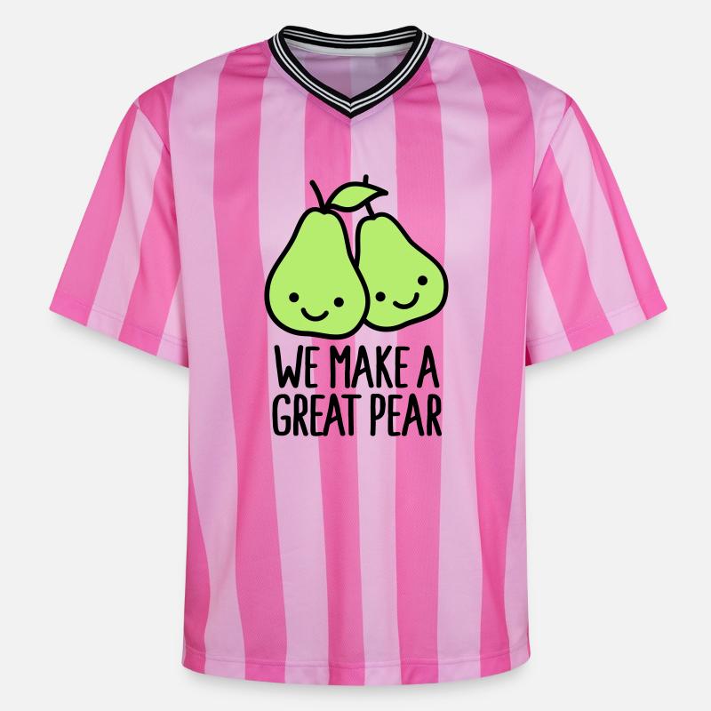 We make a great pear - Unisex Football Style Mesh T-Shirt - Rosa/Rosa Streifen
