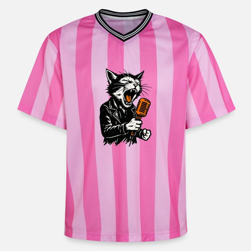 Mécanisme à bascule avec micro - T-shirt de foot unisexe en mesh - rose/rose rayures