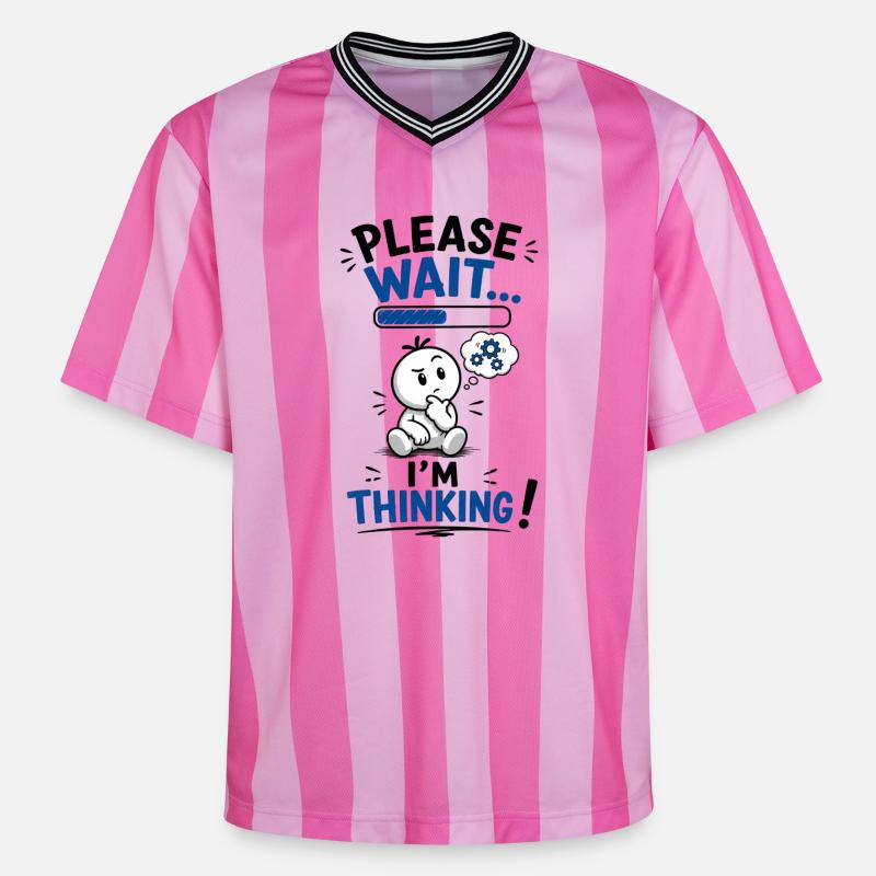 Wait... Loading reflection - Unisex Football Style Mesh T-Shirt - pink/pink stripes