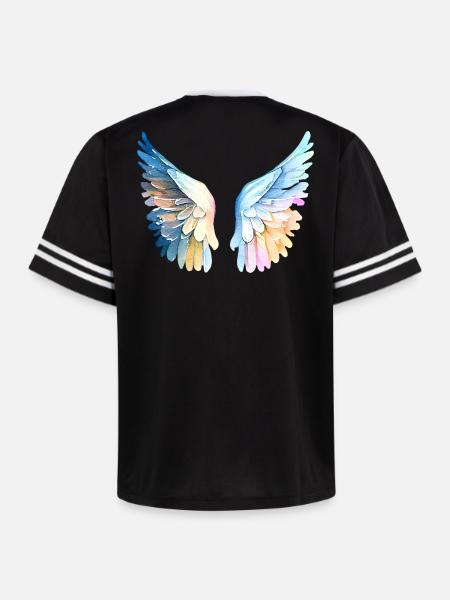 Ailes d'Ange Pastel Angelwings - Unisex Football Style Mesh T-Shirt - pink/pink stripes