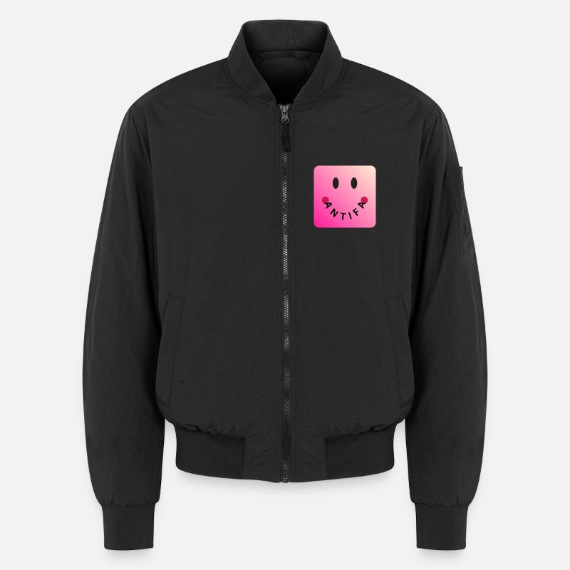 Friendly Antifa Pink | Gradient Smile Typo Unisex Bomber Jacket