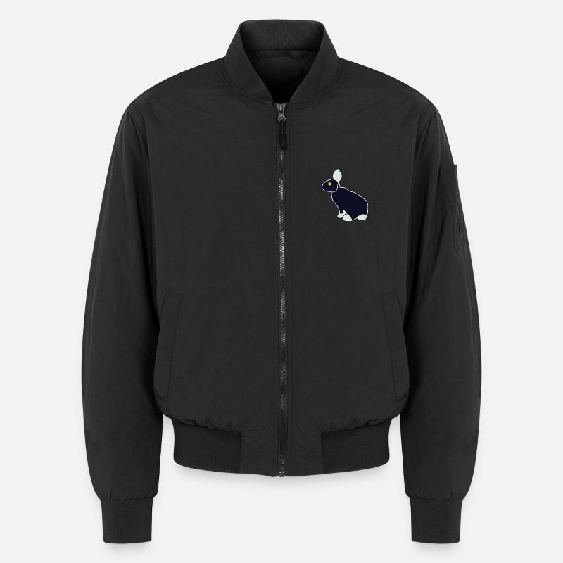 Minimalist Blue Black Rabbit Unisex Bomber Jacket