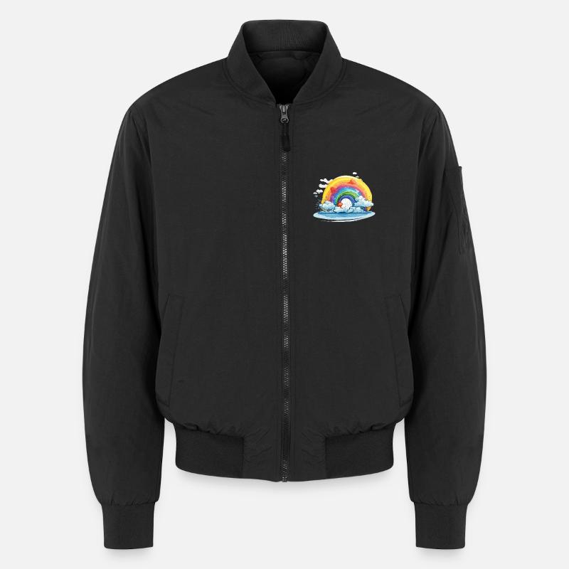 Regenbogen mit Wolken - Unisex Bomberjacke - Schwarz