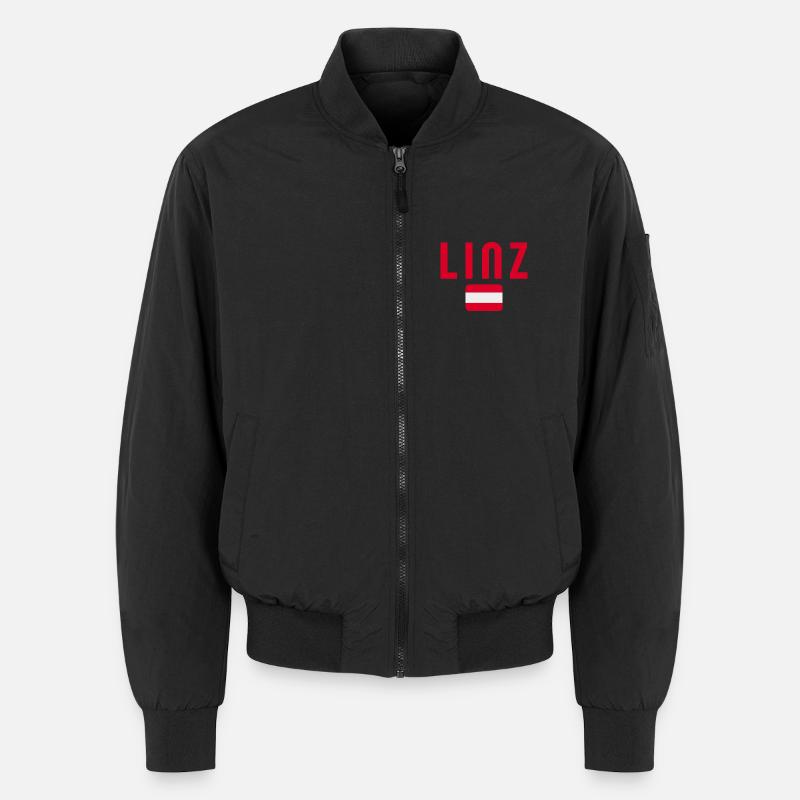 Linz Austria Flag - Unisex Bomber Jacket - black
