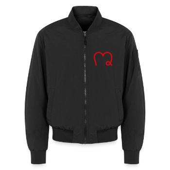 M - Unisex Bomberjacke - Schwarz - Vorne - AI Model Female 172 light (172cm) & AI Model Male 185 light (185cm)