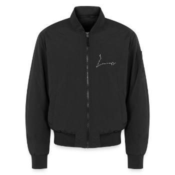 Sternbild Fische Linienzeichnung - Unisex Bomberjacke - Schwarz - Vorne - AI Model Female 172 light (172cm) & AI Model Male 185 light (185cm)
