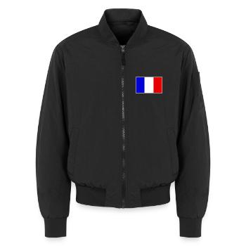 France Flag Classic Frame - Unisex Bomberjacke - Schwarz - Vorne - AI Model Female 172 light (172cm) & AI Model Male 185 light (185cm)