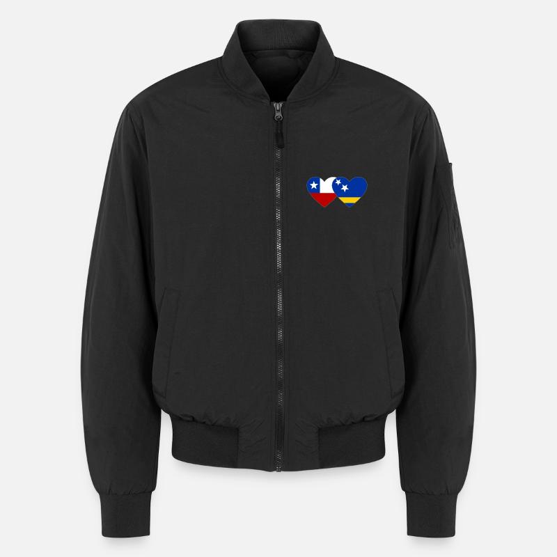Chile_Curacao_Flagge_Herz - Unisex Bomber Jacket - black
