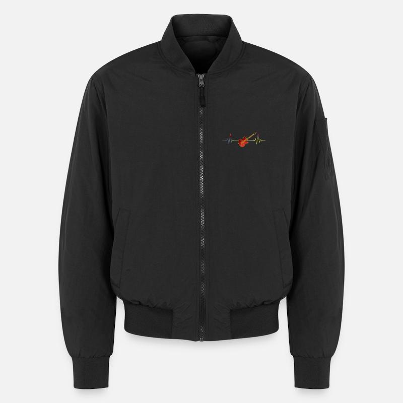 Rote E-Gitarre mit Regenbogen-Herzschlag Geschenk Unisex Bomberjacke