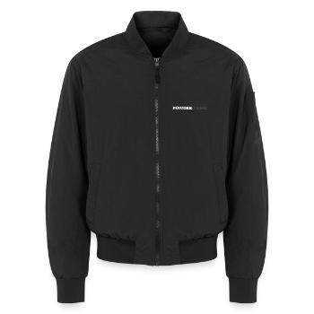 Powder Panic - Unisex Bomberjacke - Schwarz - Vorne - AI Model Female 172 light (172cm) & AI Model Male 185 light (185cm)